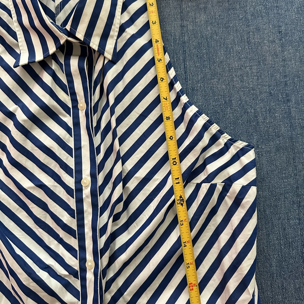 Ralph Lauren white & blue striped sleeveless button up blouse sz-14 - Picture 9 of 10